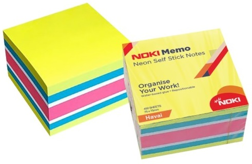 Noki Memo Yapışkanlı Post-it 75X75 450 Yaprak Neon Havai-12014-11