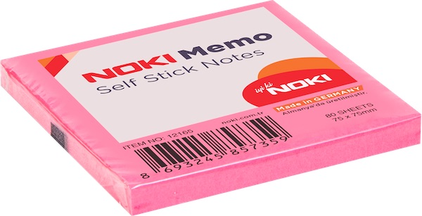 Noki Memo Yapışkanlı Post-it 75X75 80 Yaprak Pembe-12165