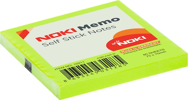 Noki Memo Yapışkanlı Post-it 75X75 80 Yaprak Yeşil-12211