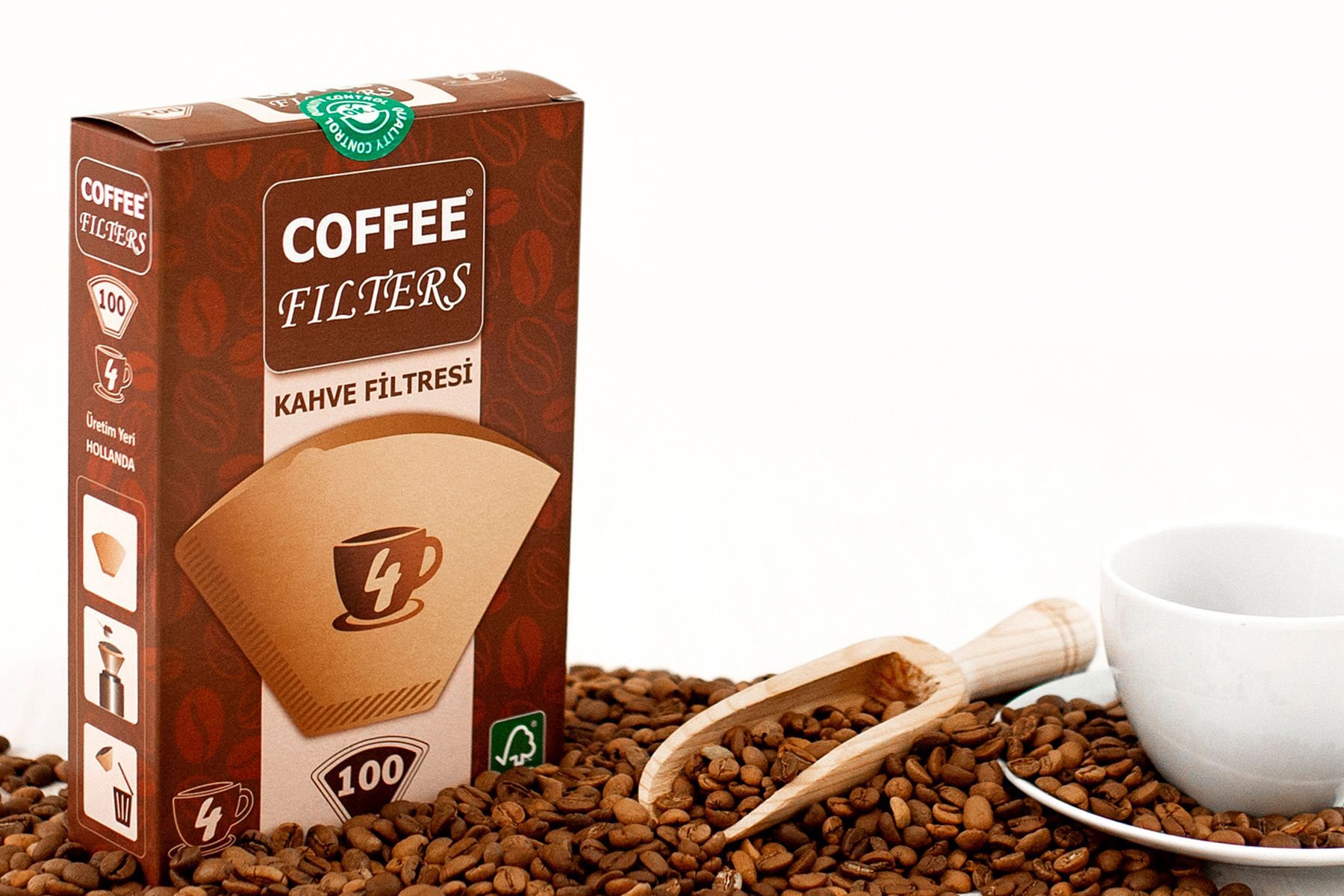Coffee Filtre Kahve Kağıdı 100 Lü Paket 1/4