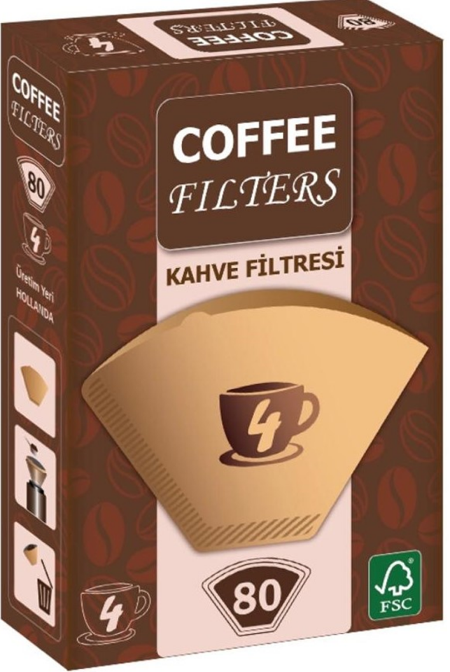 Coffee Filtre Kahve Kağıdı 80 Li Paket 1/4