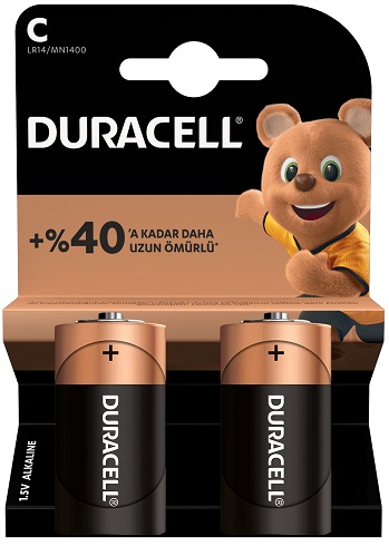 Duracell Orta Boy Pil C LR-14 2 Li Paket