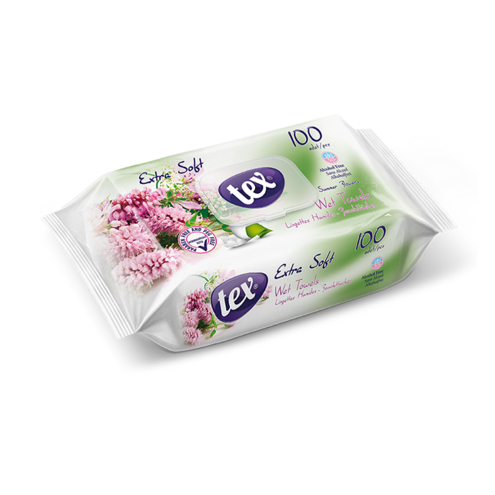 Tex Islak Mendil Yaz Çiçeği 100 Lü Paket