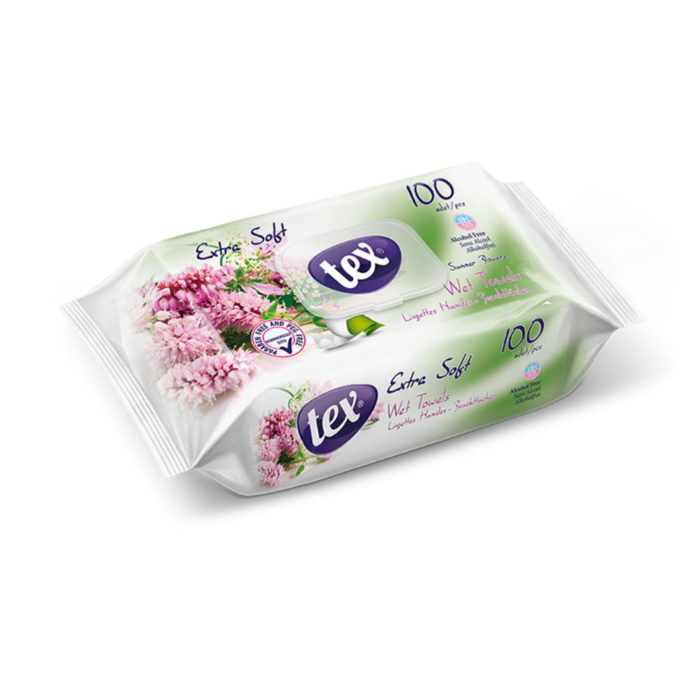 Tex Islak Mendil Yaz Çiçeği 100 Lü Paket