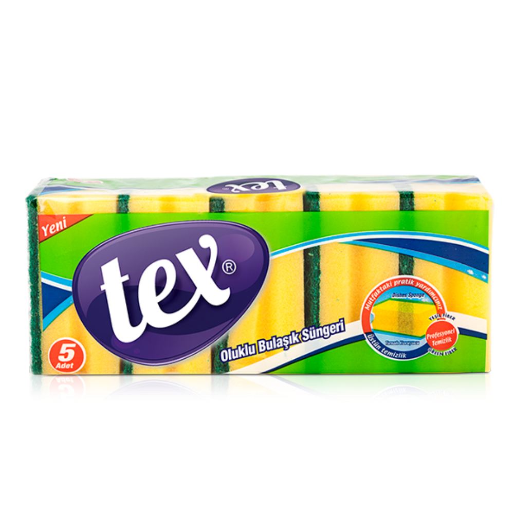 Tex Bulaşık Sünger Oluklu 5 Li Paket