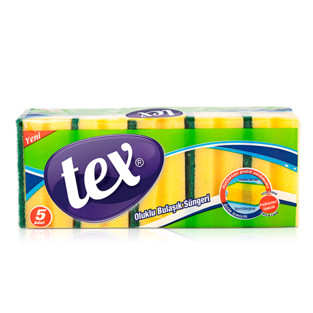 Tex Bulaşık Sünger Oluklu 5 Li Paket