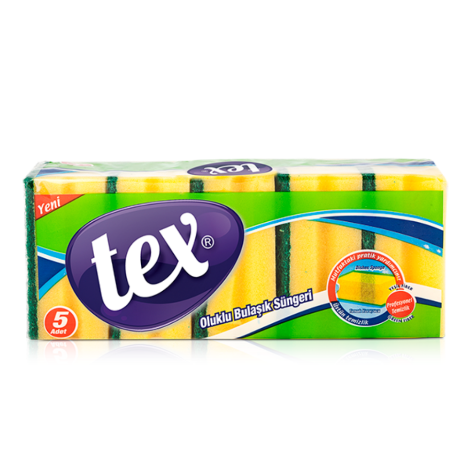 Tex Bulaşık Sünger Oluklu 5 Li Paket