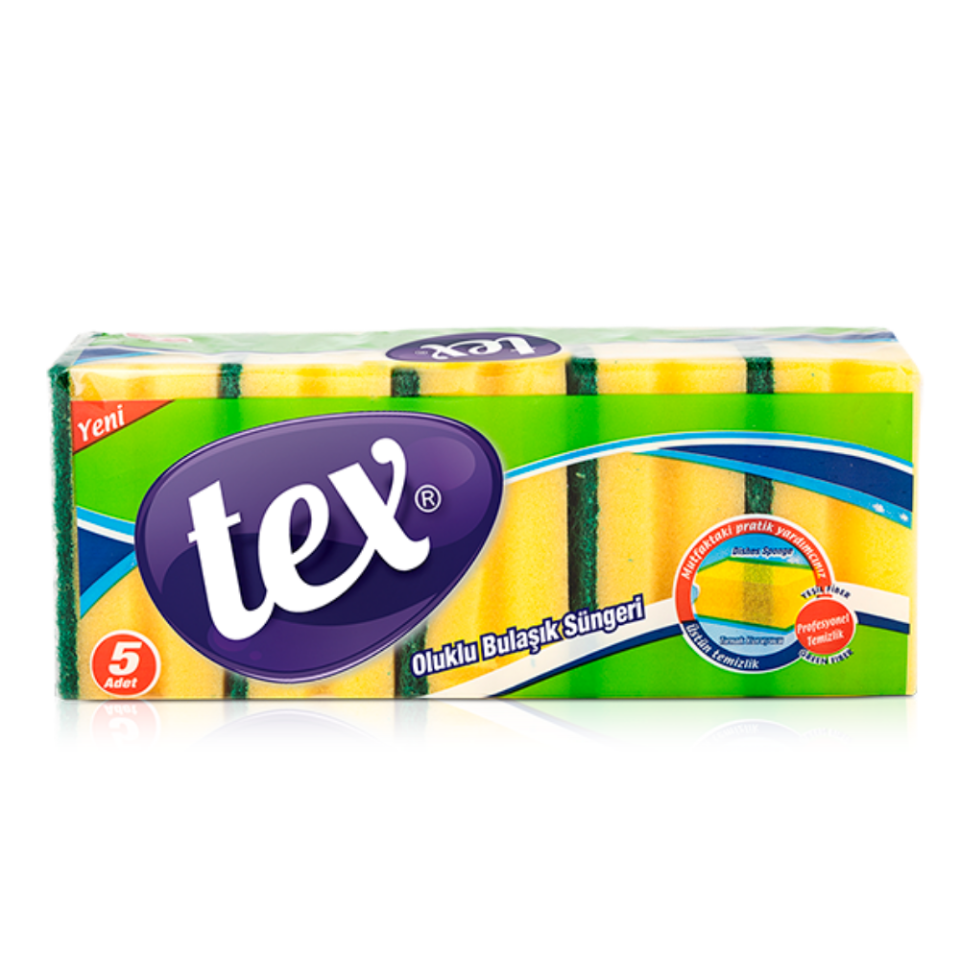 Tex Bulaşık Sünger Oluklu 5 Li Paket