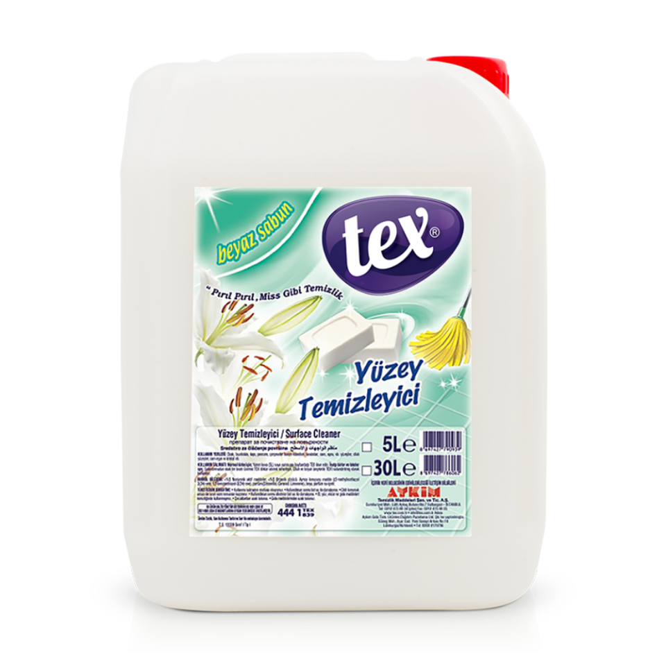 Tex Yüzey Temizlik Deterjanı Beyaz Sabun Kokulu 20 Kg.