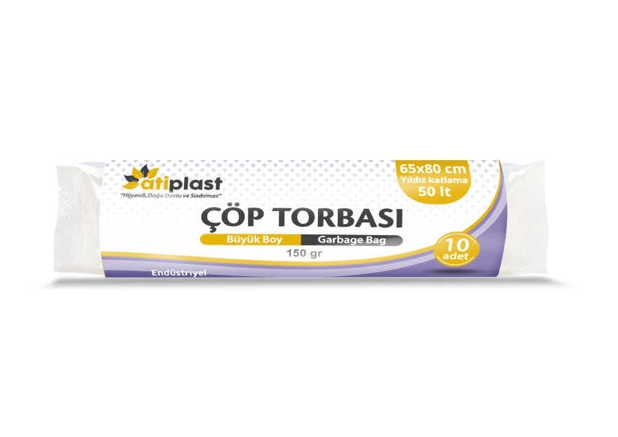 Atiplast Çöp Poşeti Endüstriyel Büyük Boy 65X80 150 Gr.10 Lu Rulo