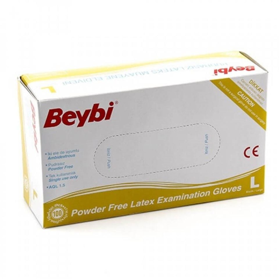 Beybi Latex Pudrasız L Beden Eldiven 100 Lü Paket