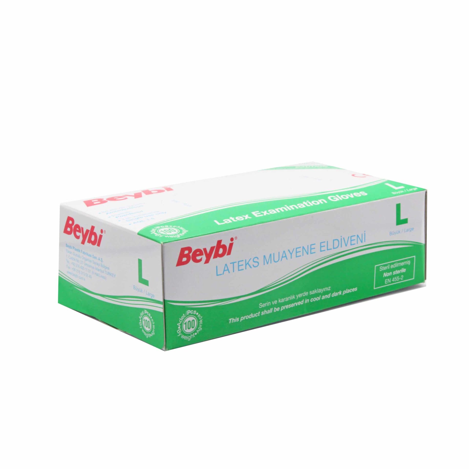 Beybi Latex Pudralı L Beden Eldiven 100 Lü Paket