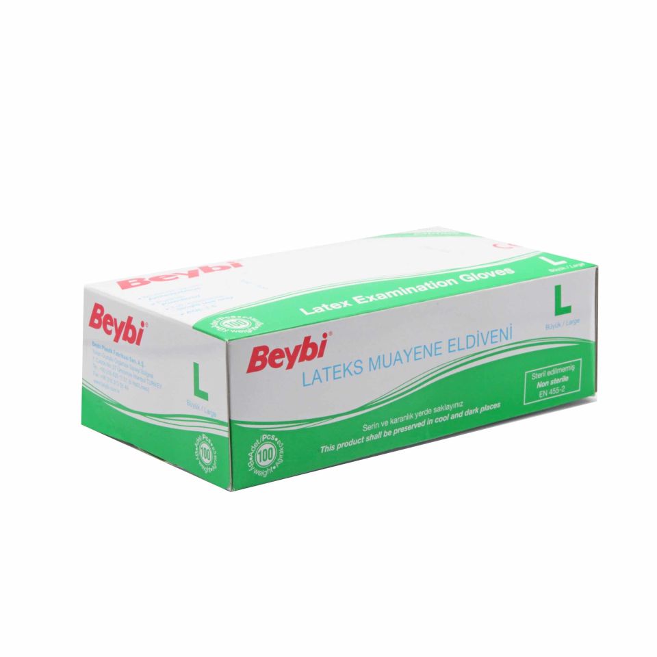 Beybi Latex Pudralı L Beden Eldiven 100 Lü Paket