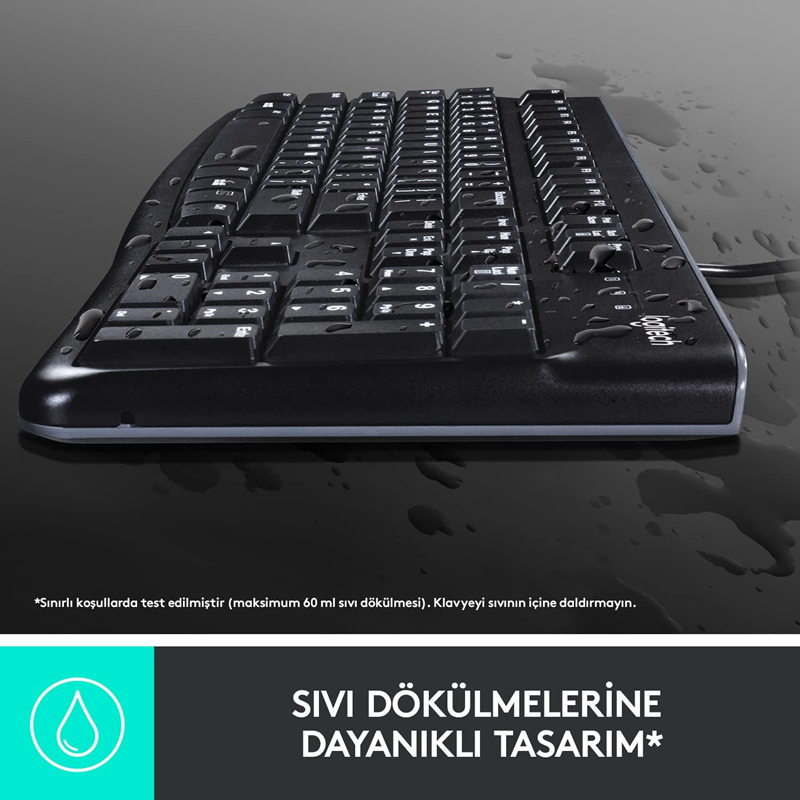 Logitech MK120 Kablolu Klavye+Mouse Set Siyah