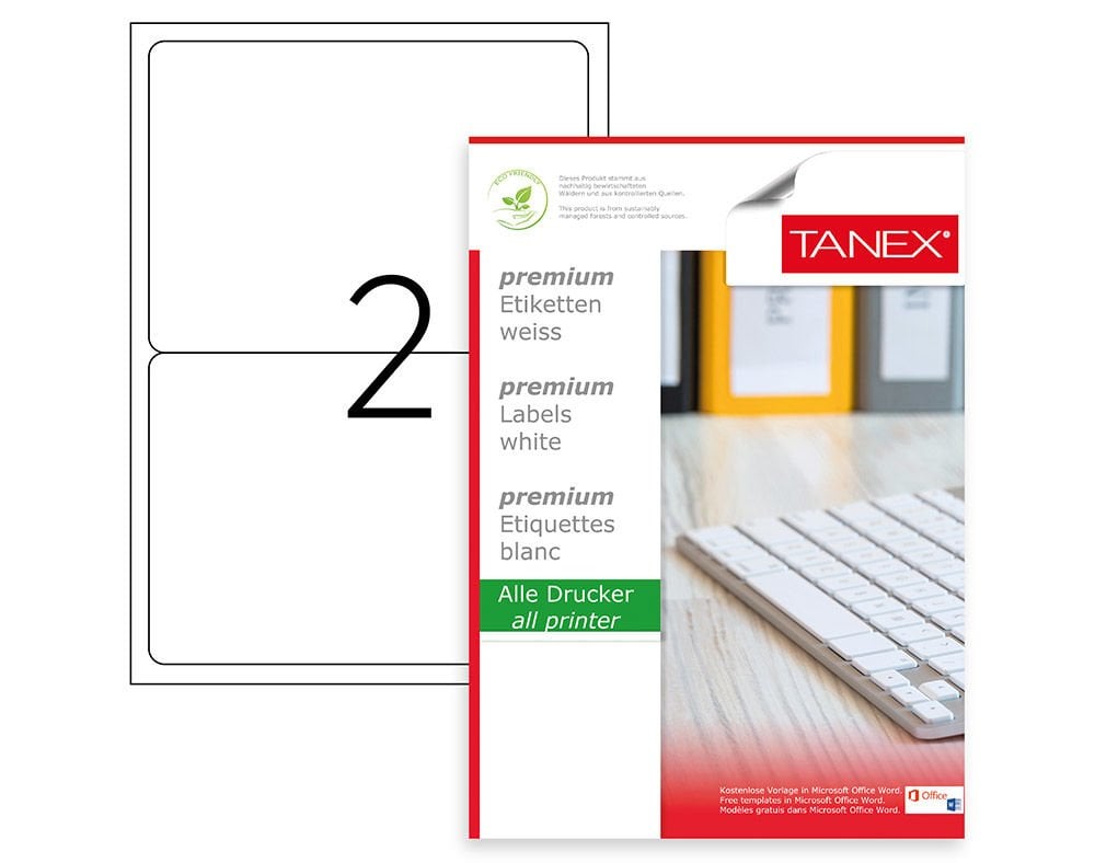 Tanex Lazer Etiket 199.6X143.5 mm 200 Adet Etiket Beyaz Renk TW-2002