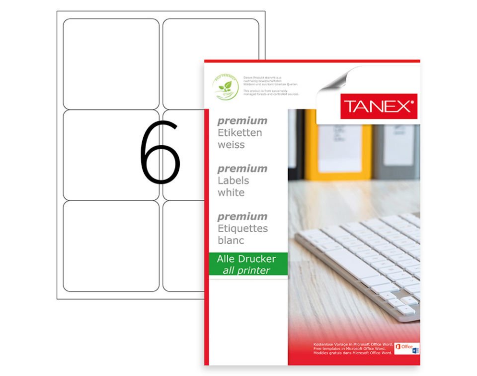 Tanex Lazer Etiket 99.1X93.1 mm 600 Adet Etiket Beyaz Renk TW-2006