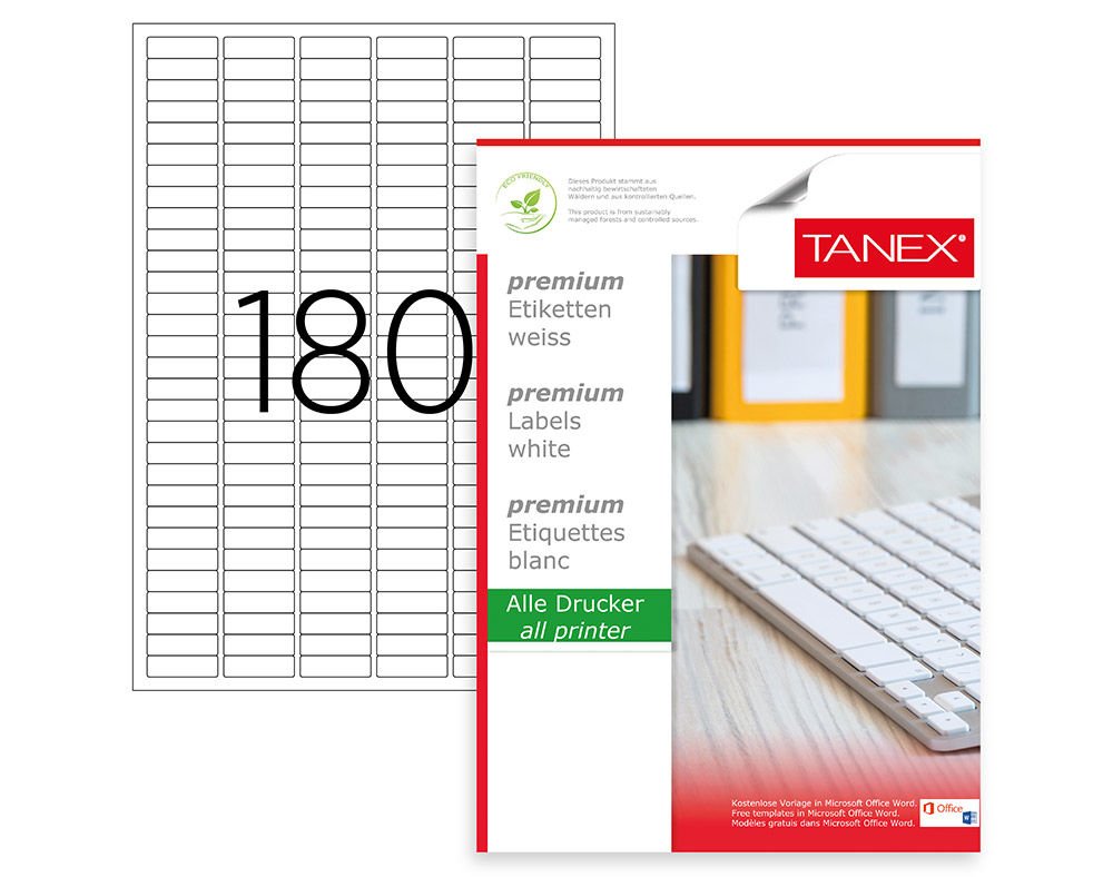 Tanex Lazer Etiket 30X9 mm 18000 Adet Etiket Beyaz Renk TW-2060