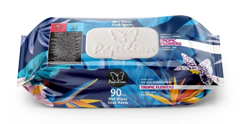 Papilion Islak Mendil Olive Tropıc Flowers 90 Lı Paket