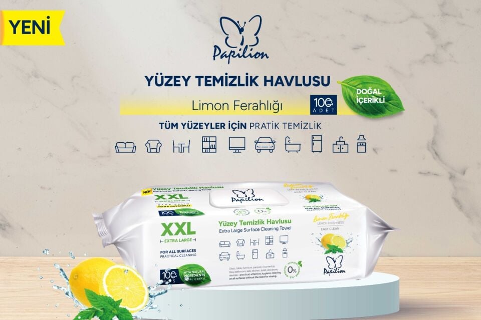 Papilion Temizlik Havlusu Limon Ferahlığı Katkılı 100 Lü Paket