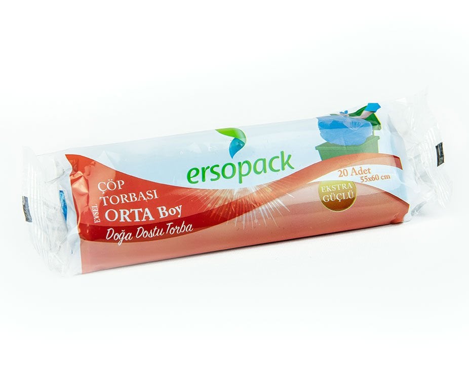 Ersopack Orta Boy Çöp Poşeti 55X60 85 Gr.Mavi 20 Lı Paket