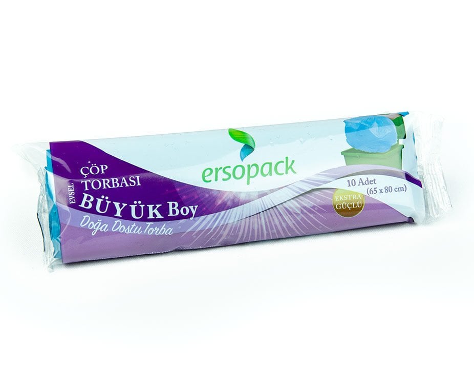 Ersopack Büyük Boy Çöp Poşeti 65X80 90 Gr.Siyah 10 Lu Paket