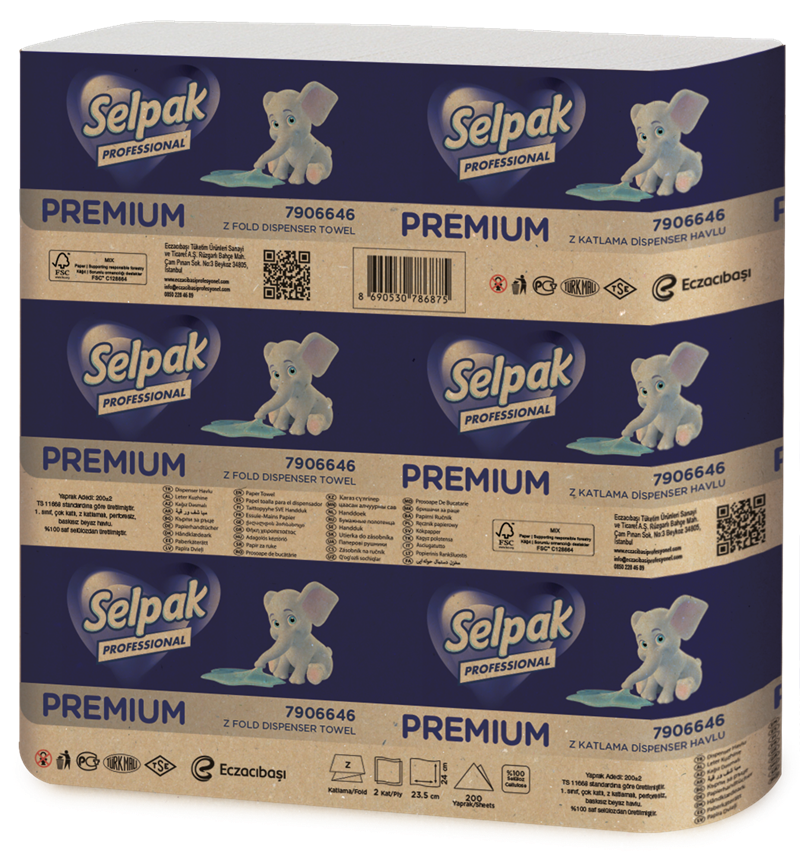 Selpak Z Katlı Premıum Dispenser Havlu 23,5X24 Cm.200 Lü Paket 20 Li Koli