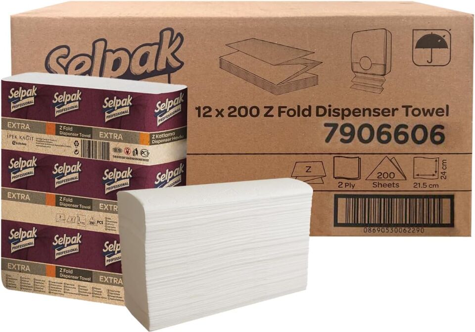 Selpak Extra Dispenser Z Havlu 200 Lü 12 Paket