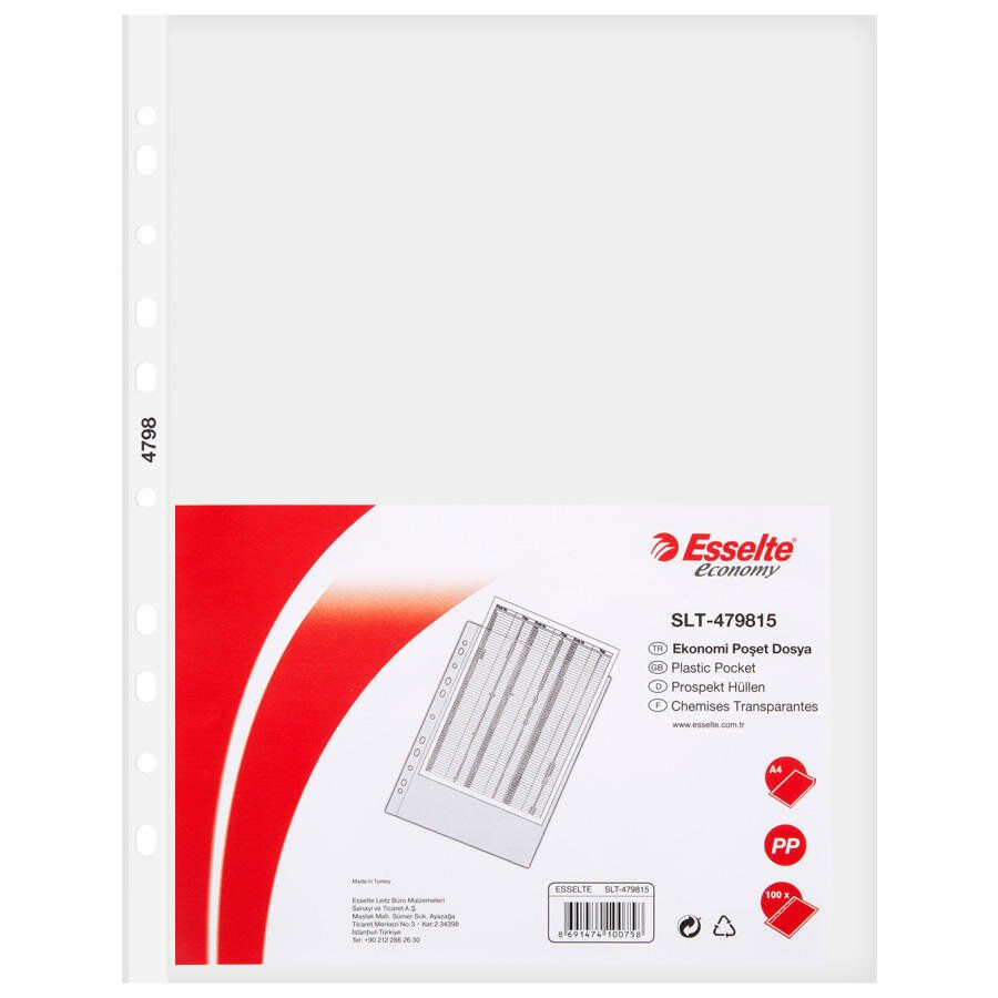 Esselte Poşet Dosya A-4 Eco Paket 100 Lü