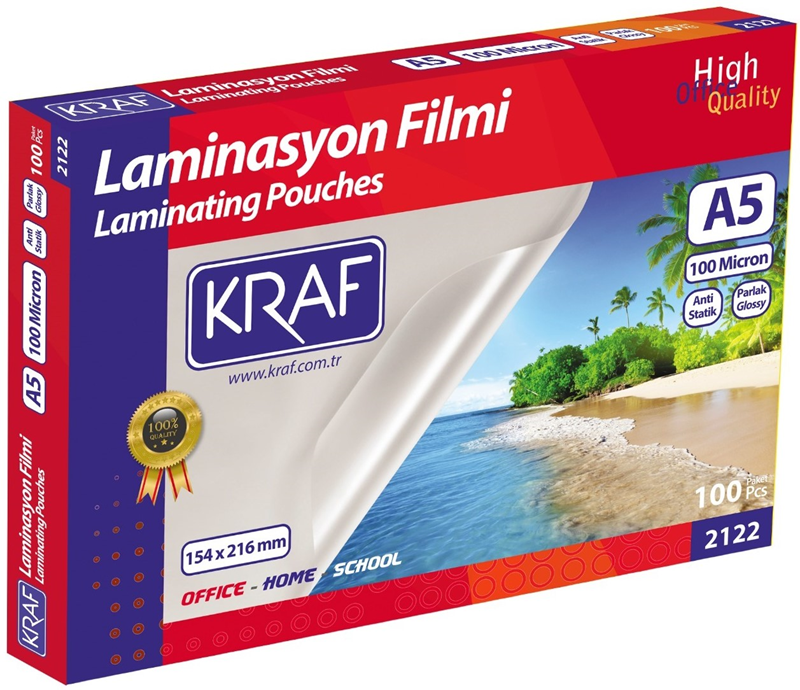 Kraf Laminasyon Filmi A-5 125 Micron Parlak 100 Lü Paket