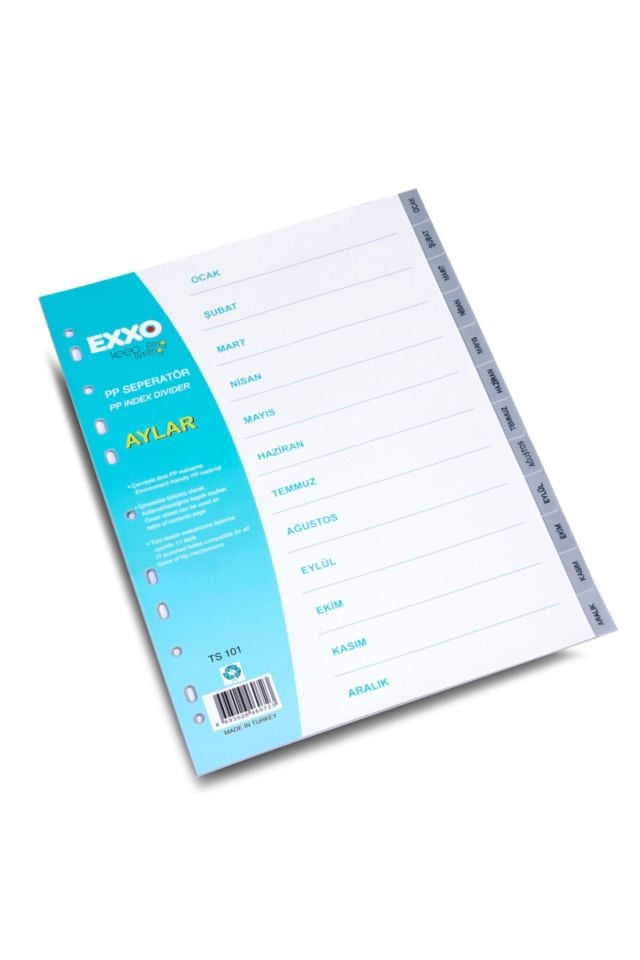 Exxo Dosy Seperatör Aylar Türkçe (Ocak-Aralık)