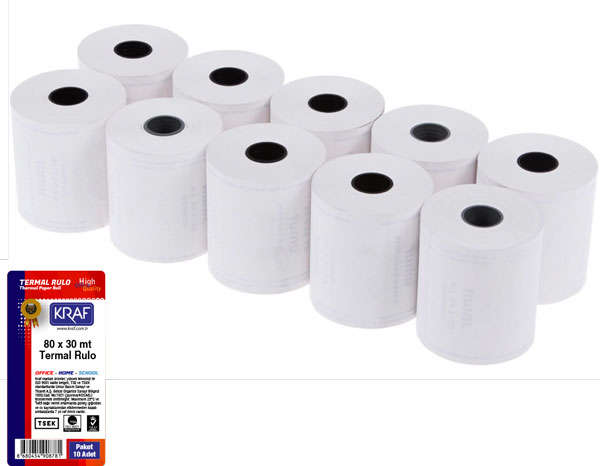Kraf Yazar Kasa Rulosu Termal 80X30 10 Lu Paket