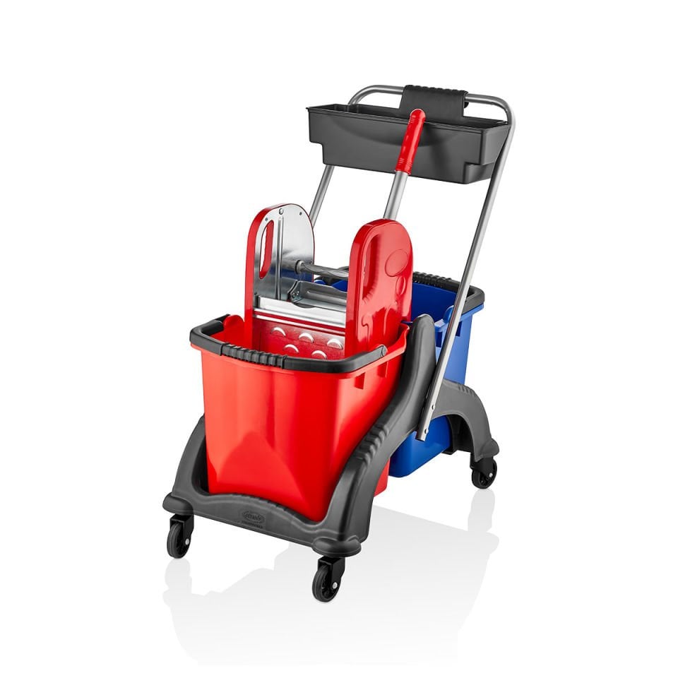 Cey Çift Kovalı Temizlik Arabası Seti Çelik Presli-PSG802