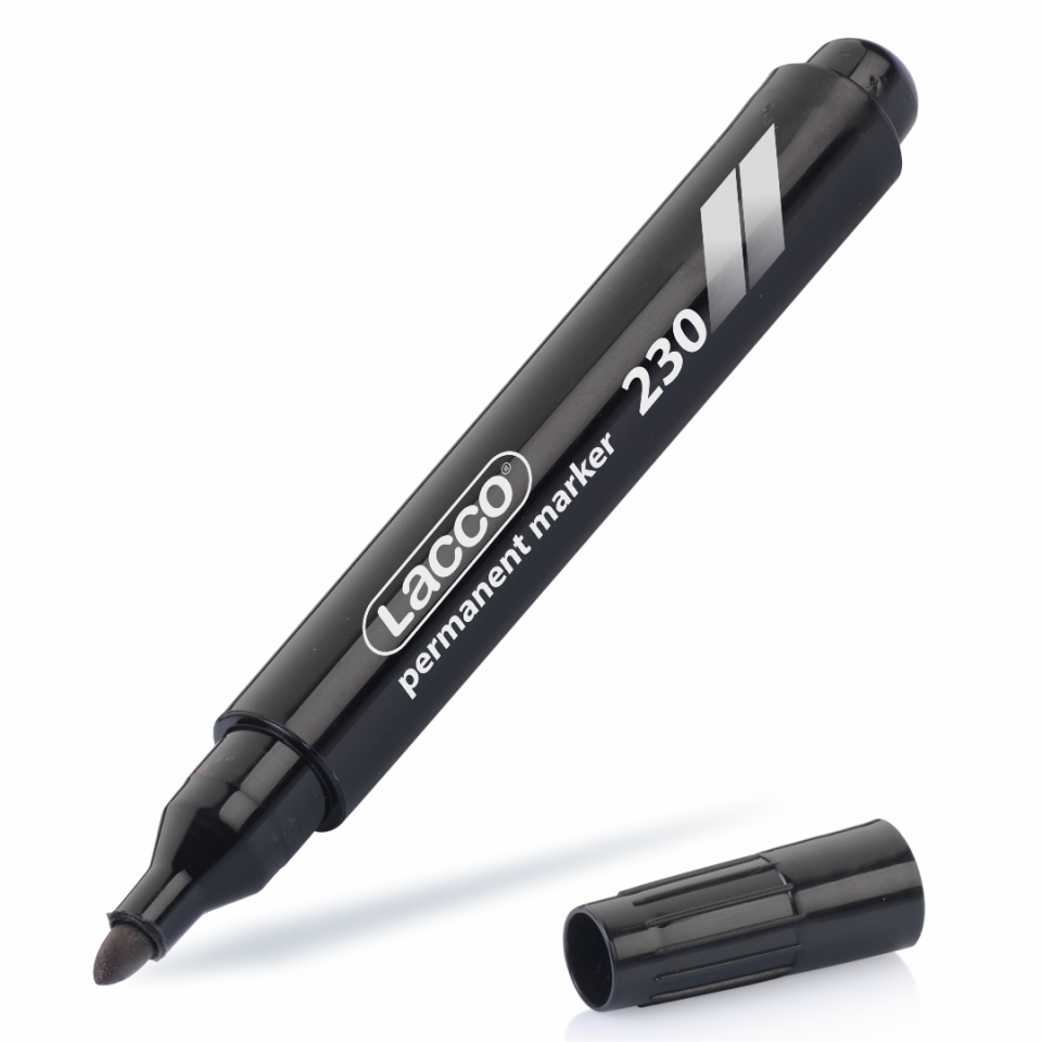 Lacco Permanent Marker Siyah 230-1 Yuvarlak Uç 12 Li Paket