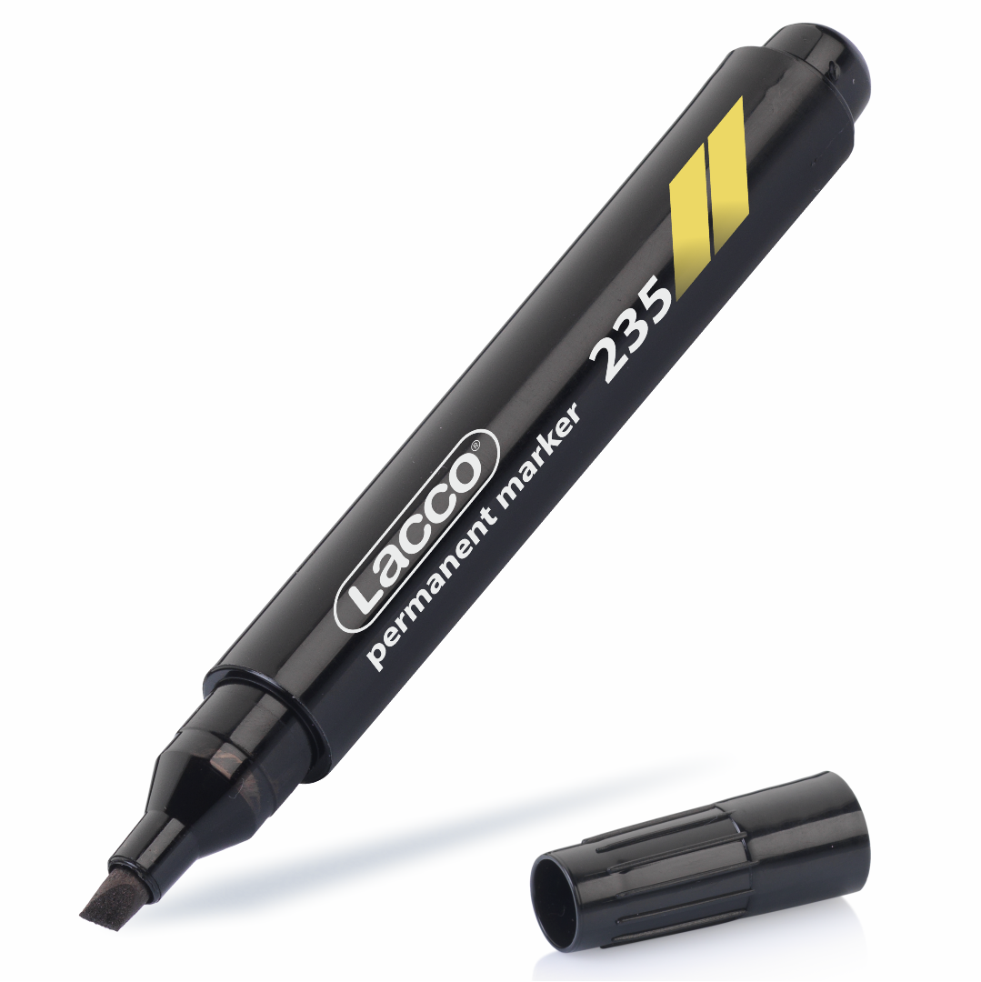 Lacco Permanet Marker Siyah 235-1 Kesik Uçlu 12 Li Paket