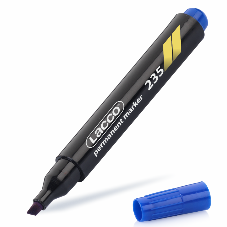 Lacco Permanent Marker Mavi 235-2 Kesik Uçlu 12 Li Paket